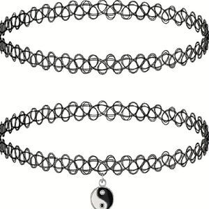 2pcs Tai Chi Ying Tang Pendant Collars Elastic Choker Necklaces For Women